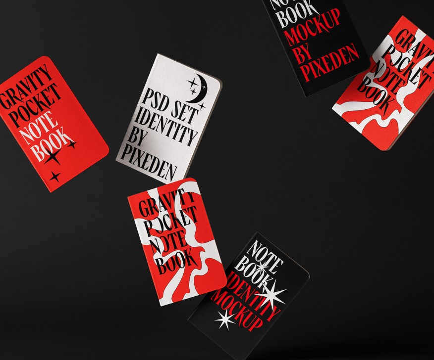 Gravity Pocket Notebook Psd Mockup Set