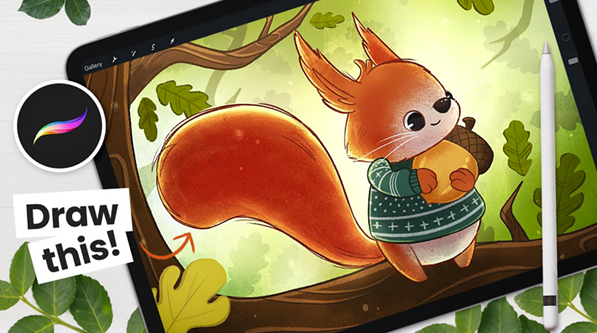 How To Draw A Squirrel Illustration in Procreae Tutorial