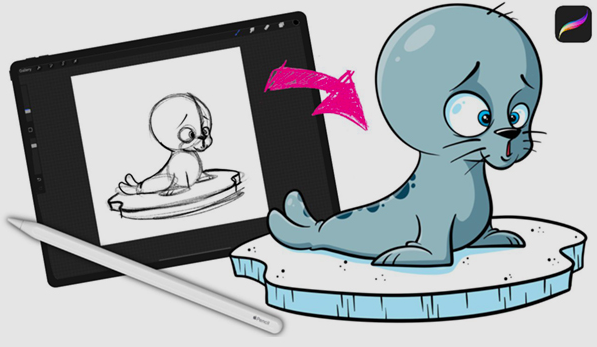 Learn How to Draw a Baby Seal in iPad & Procreate Tutorial