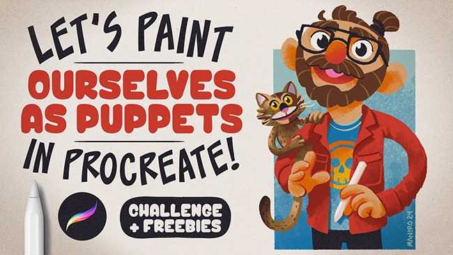 Paint a Puppet Self-Portrait in Procreate – Art Challenge & Freebies