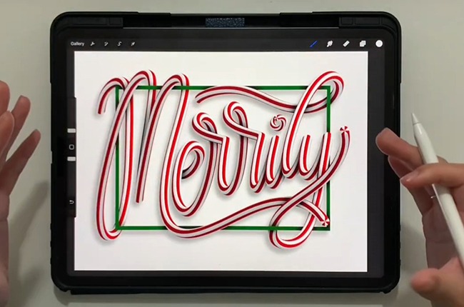 Procreate 3D Candy Cane Lettering: Easy Holiday Typography