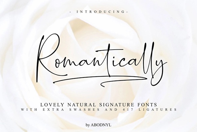 Romantically - the lovely natural signature font