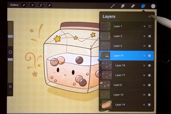 Step-by-Step Tutorial: Cute Glass Milk Carton with Bubble Tea in Procreate