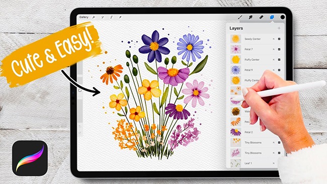 Wildflower Meadow Painting in Procreate – Step-by-Step Tutorial