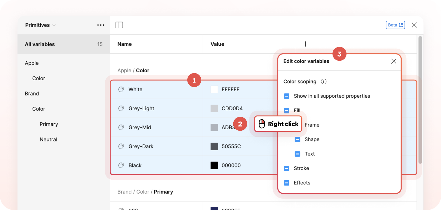 How to bulk edit variables in Figma