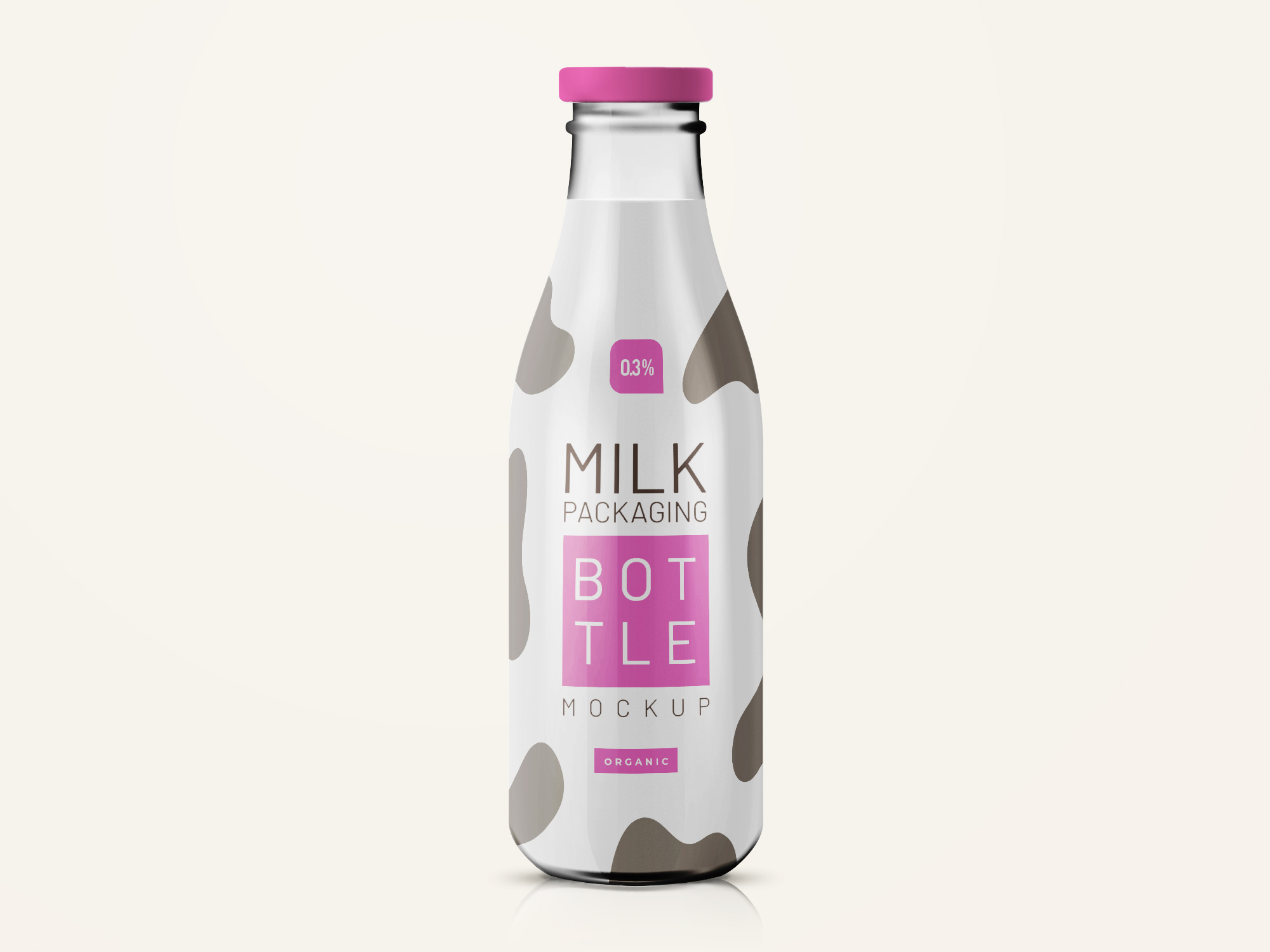Free Glass Milk Bottle Mockup PSD