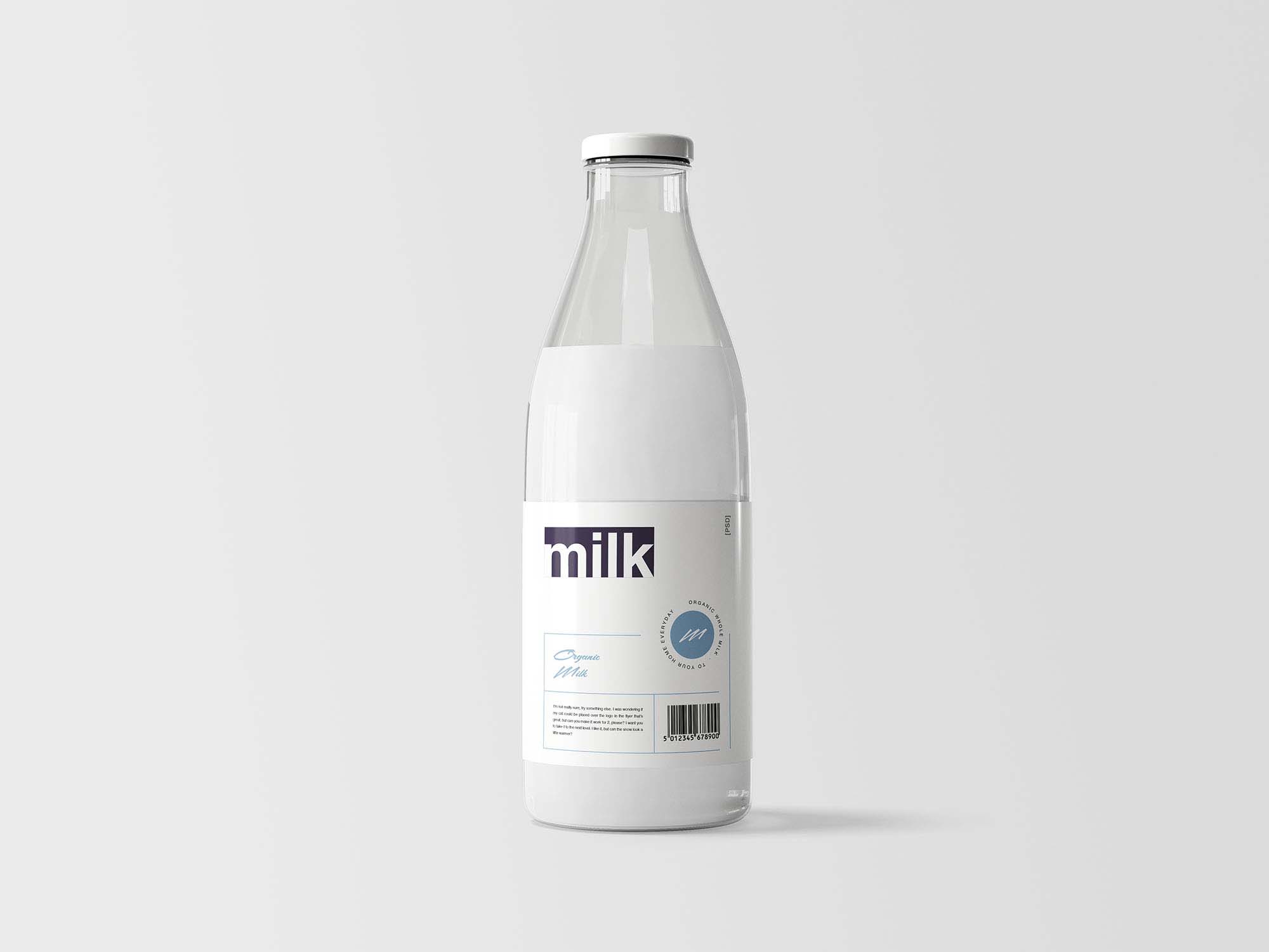 Classic milk glass bottle mockup