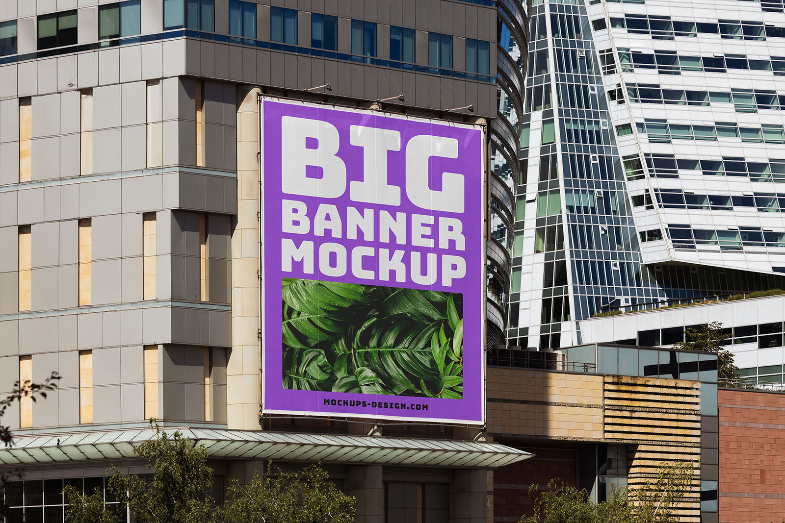 Large Banner Mockup on Building FREE PSD