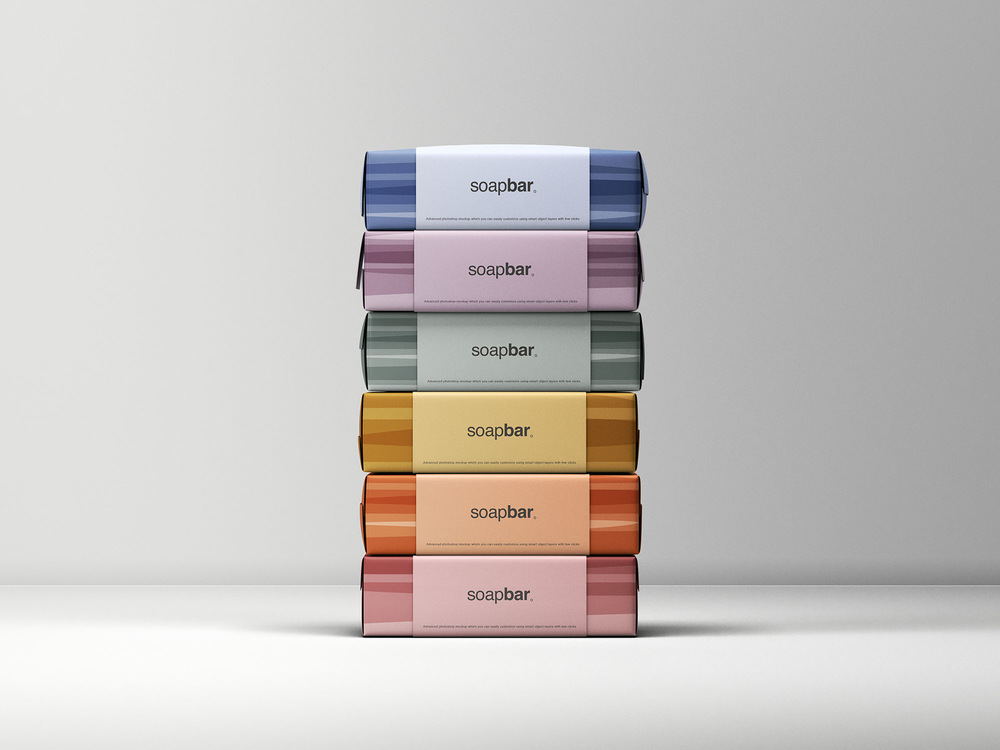 A free stacked soap bar packaging mockup